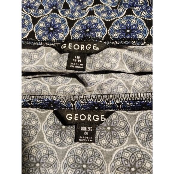 George Woman 2 Piece OUTFIT Skirt Blouse Blue Stretch Size 14 Skirt Size 20 Top - Picture 7 of 9